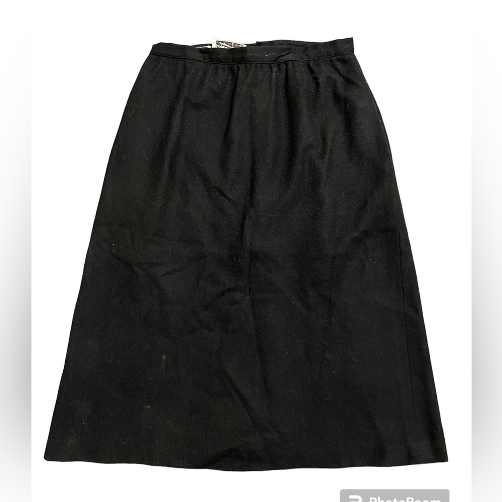 Vintage Black Wool Emotions Midi Pencil Skirt Size S